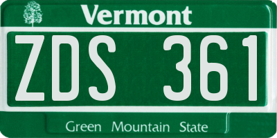 VT license plate ZDS361