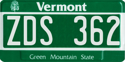 VT license plate ZDS362