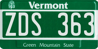 VT license plate ZDS363
