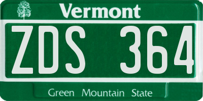 VT license plate ZDS364