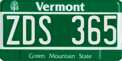 VT license plate ZDS365