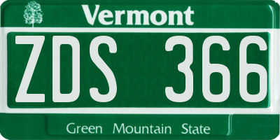 VT license plate ZDS366