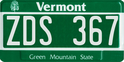 VT license plate ZDS367