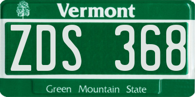VT license plate ZDS368