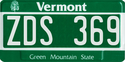 VT license plate ZDS369