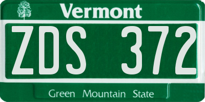 VT license plate ZDS372