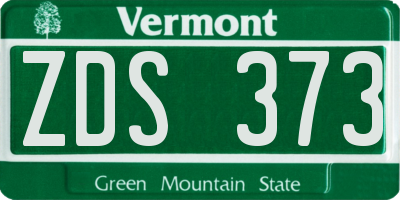 VT license plate ZDS373
