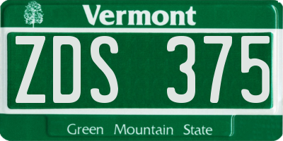 VT license plate ZDS375