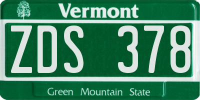 VT license plate ZDS378