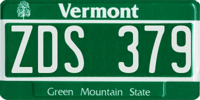 VT license plate ZDS379