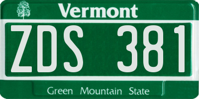 VT license plate ZDS381
