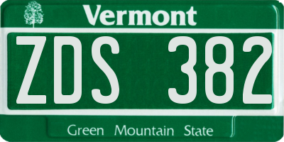 VT license plate ZDS382