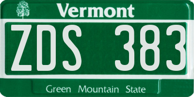 VT license plate ZDS383