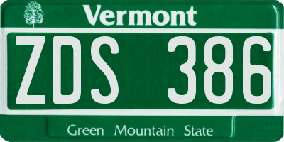 VT license plate ZDS386