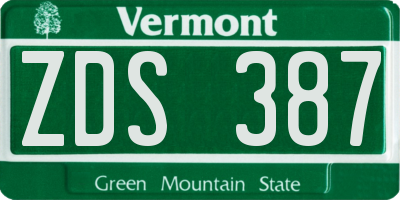 VT license plate ZDS387