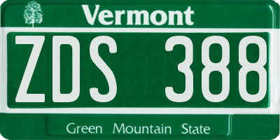 VT license plate ZDS388