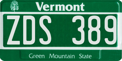 VT license plate ZDS389