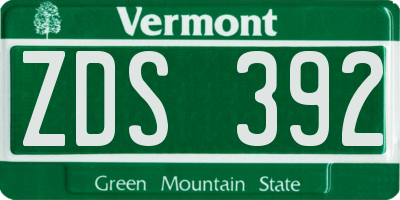 VT license plate ZDS392