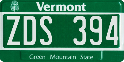 VT license plate ZDS394