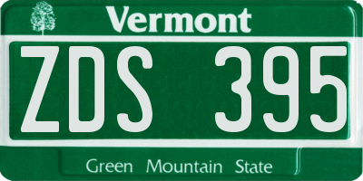 VT license plate ZDS395