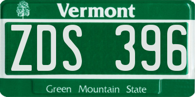 VT license plate ZDS396