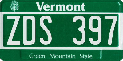 VT license plate ZDS397