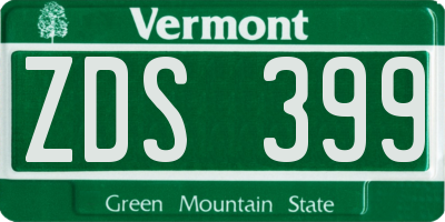 VT license plate ZDS399