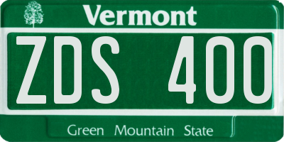 VT license plate ZDS400