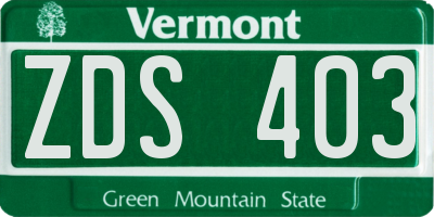 VT license plate ZDS403