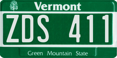 VT license plate ZDS411