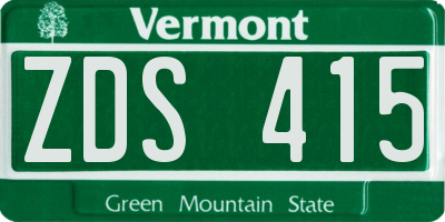VT license plate ZDS415