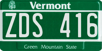 VT license plate ZDS416