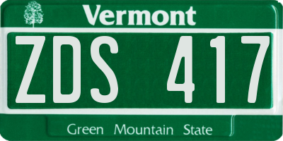VT license plate ZDS417