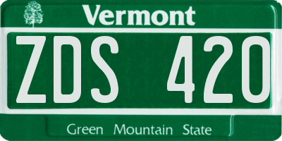 VT license plate ZDS420