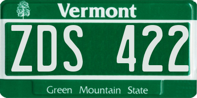 VT license plate ZDS422
