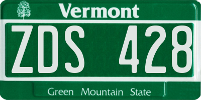 VT license plate ZDS428