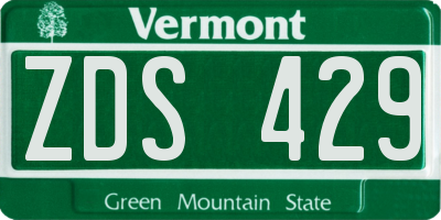 VT license plate ZDS429