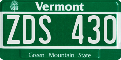 VT license plate ZDS430