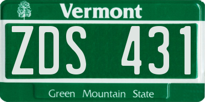 VT license plate ZDS431