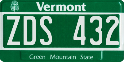VT license plate ZDS432