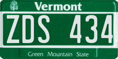 VT license plate ZDS434