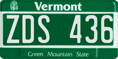 VT license plate ZDS436