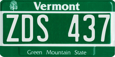 VT license plate ZDS437