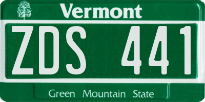 VT license plate ZDS441