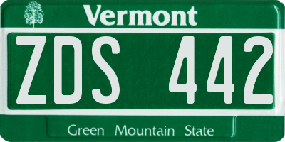 VT license plate ZDS442