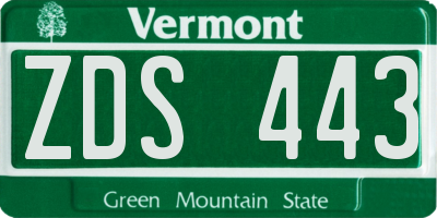 VT license plate ZDS443