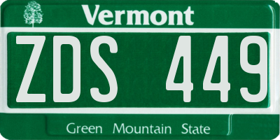 VT license plate ZDS449