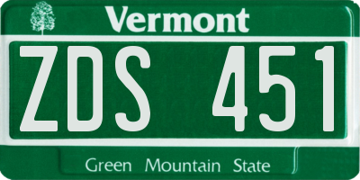 VT license plate ZDS451