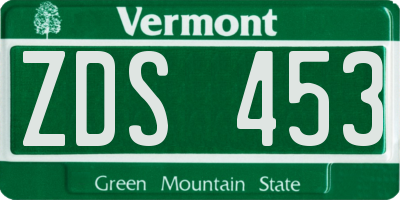 VT license plate ZDS453