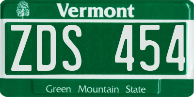 VT license plate ZDS454